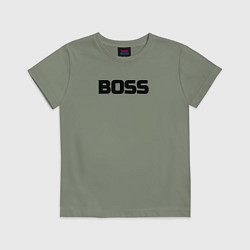 Футболка хлопковая детская Boss по английски, цвет: авокадо