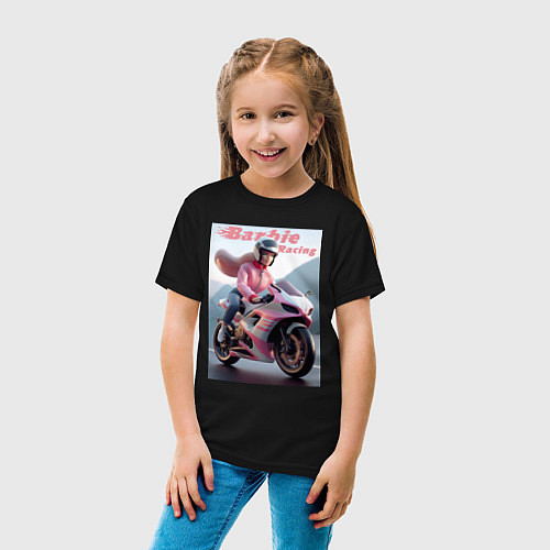Детская футболка Barbie racing - ai art / Черный – фото 4