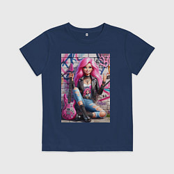 Детская футболка Барби панк гитарист - нейросеть