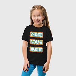 Футболка хлопковая детская Мир любовь музыка, цвет: черный — фото 2