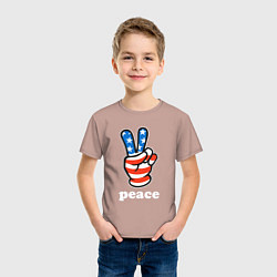 Футболка хлопковая детская USA peace, цвет: пыльно-розовый — фото 2