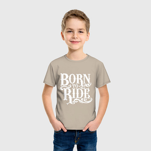 Детская футболка Born to ride - рожденный ездить / Миндальный – фото 3