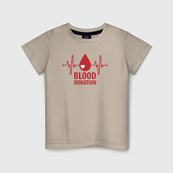 Футболка хлопковая детская Донорство крови, цвет: миндальный