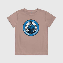 Футболка хлопковая детская Jiu jitsu and fitness, цвет: пыльно-розовый