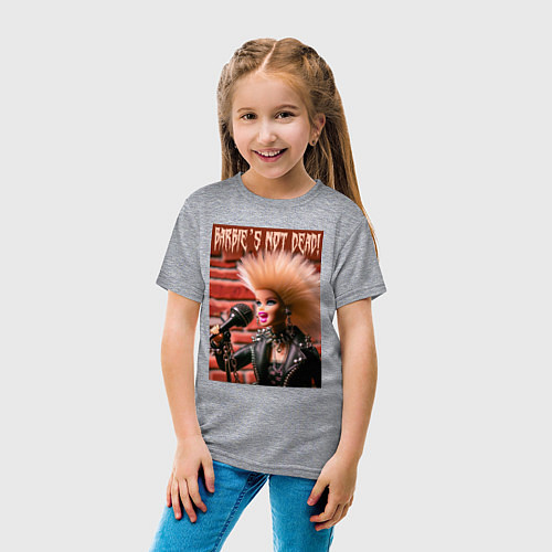 Детская футболка Barbies not dead - motto / Меланж – фото 4