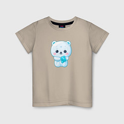 Футболка хлопковая детская Белый полярный медвежонок, цвет: миндальный