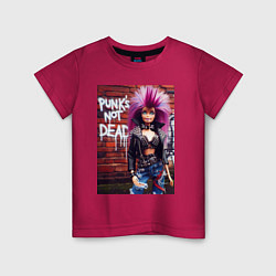 Футболка хлопковая детская Punks not dead - cool Barbie ai art, цвет: маджента