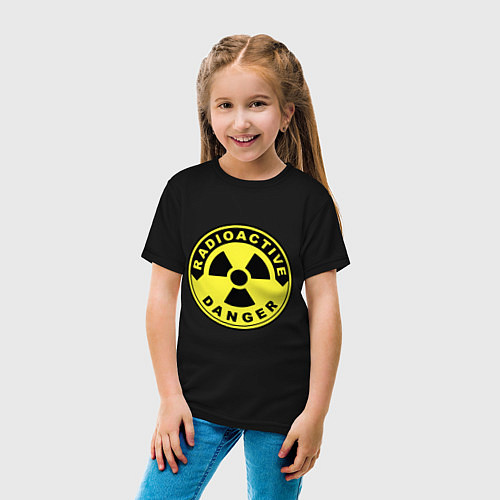 Детская футболка Danger radiation sign / Черный – фото 4