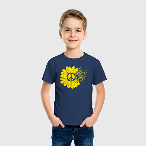 Детская футболка Цветок мира / Тёмно-синий – фото 3