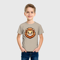 Футболка хлопковая детская Мордочка льва, цвет: миндальный — фото 2