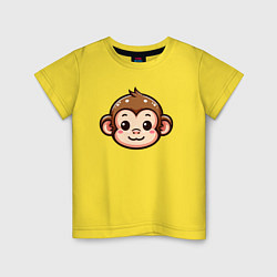 Футболка хлопковая детская Мордочка обезьяны, цвет: желтый