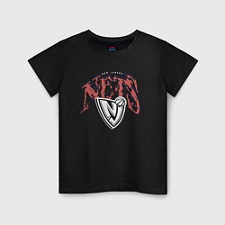 Футболка хлопковая детская Nets brooklyn suga glitch NBA, цвет: черный