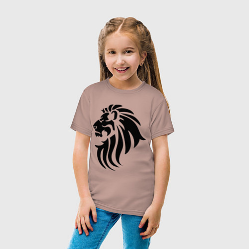 Детская футболка Лев тату / Пыльно-розовый – фото 4