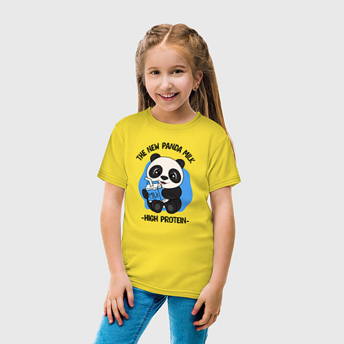 Детская футболка Панда с молоком / Желтый – фото 4
