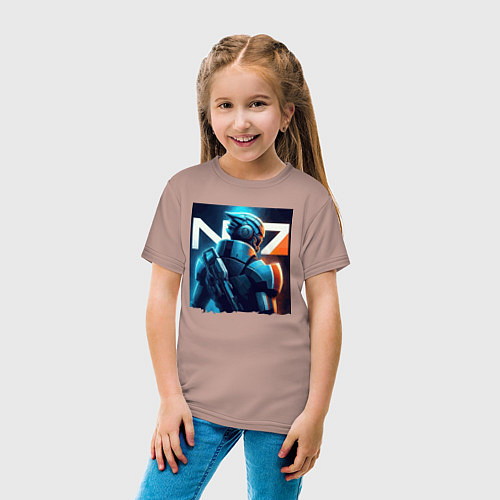 Детская футболка Mass Effect - character ai art / Пыльно-розовый – фото 4