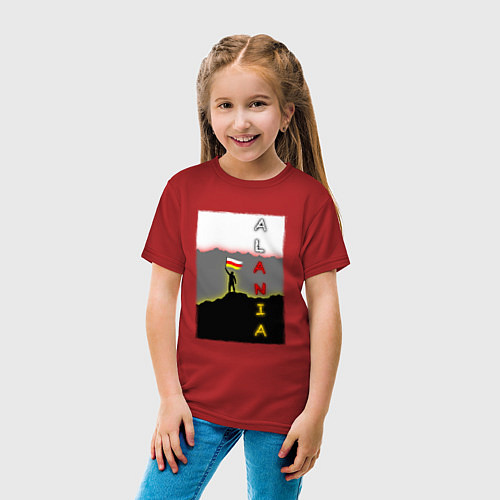 Детская футболка Алания человек с флагом / Красный – фото 4