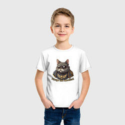 Футболка хлопковая детская Котик еретик, цвет: белый — фото 2