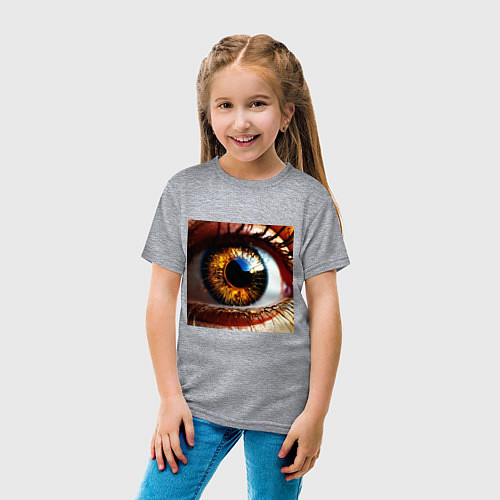 Детская футболка Золотой карий глаз в стиле стимпанк / Меланж – фото 4