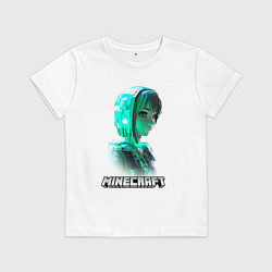 Детская футболка Minecraft девушка из зеленых кубиков