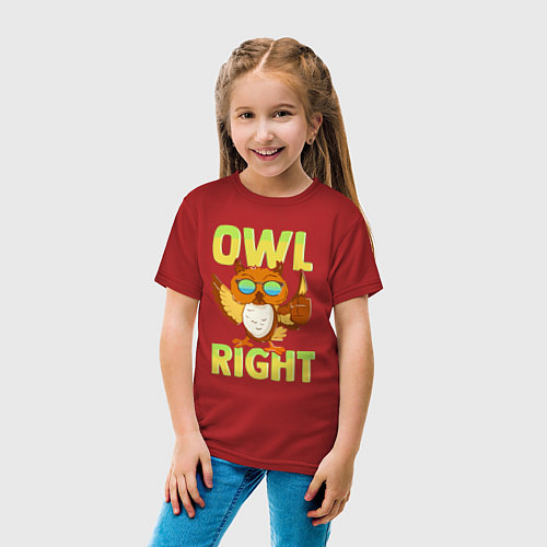 Детская футболка Owl right - каламбур отлично / Красный – фото 4