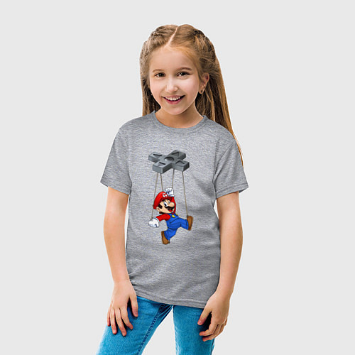 Детская футболка Марионетка Марио / Меланж – фото 4