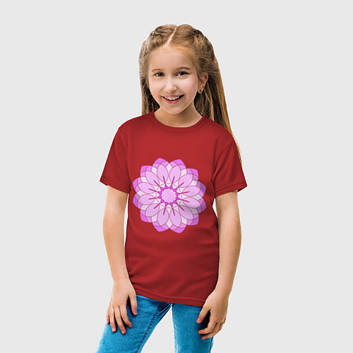 Детская футболка Мандала - розовый цветок / Красный – фото 4