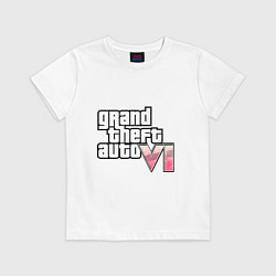 Футболка хлопковая детская ГТА логотип, цвет: белый