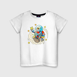 Футболка хлопковая детская Забавный космонавт, цвет: белый
