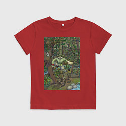 Детская футболка Леший-озорник в шляпе в лесу