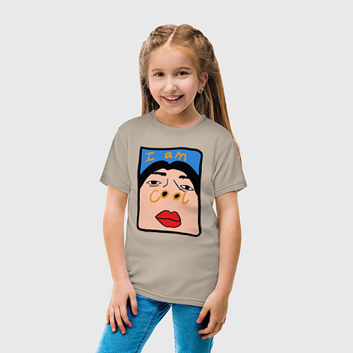 Детская футболка I am cool / Миндальный – фото 4