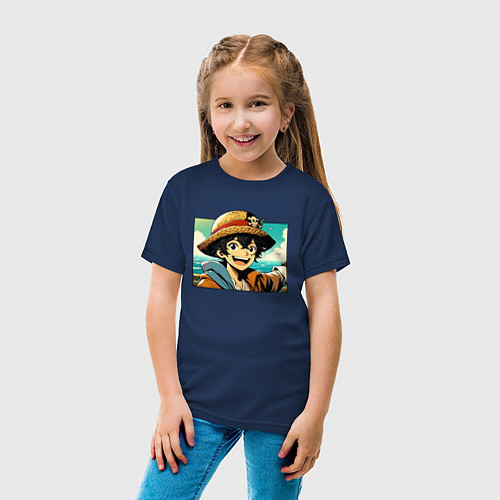 Детская футболка Ван Пис - нейросеть / Тёмно-синий – фото 4
