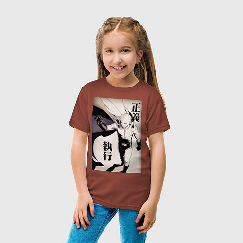 Детская футболка Ванпанчмен Сайтама герой / Кирпичный – фото 4
