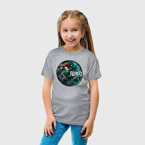 Детская футболка Тандзиро - Клинок, рассекающий демонов / Меланж – фото 4