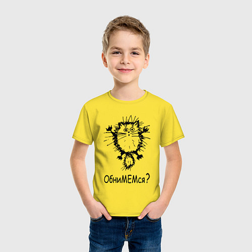 Детская футболка Котик обнимашки / Желтый – фото 3