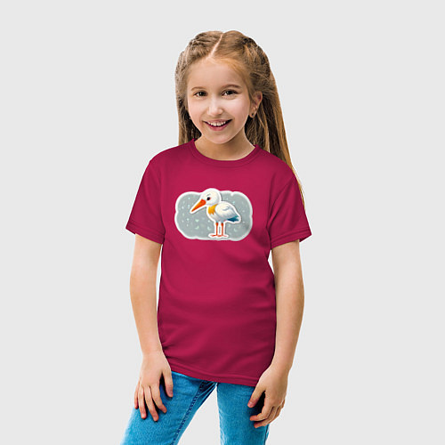 Детская футболка Птенец черно белого аиста / Маджента – фото 4