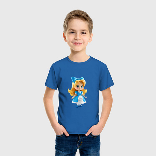 Детская футболка Милая кукла в синем платье / Синий – фото 3