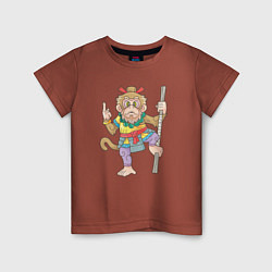 Футболка хлопковая детская Царь обезьян, цвет: кирпичный