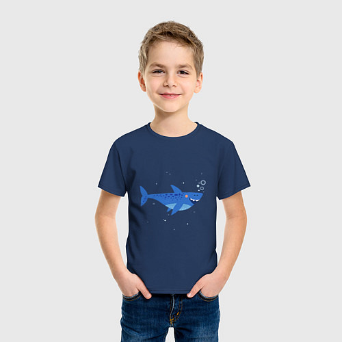 Детская футболка Синяя акула / Тёмно-синий – фото 3