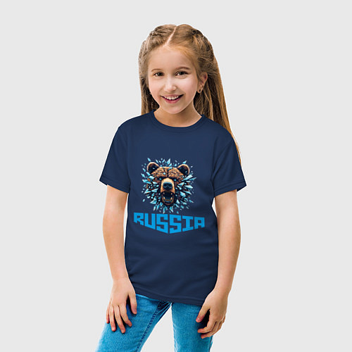 Детская футболка Russian bear head / Тёмно-синий – фото 4