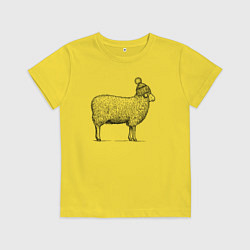 Детская футболка Овца в шапке с помпоном