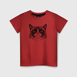 Футболка хлопковая детская Grumpy cat мем, цвет: красный