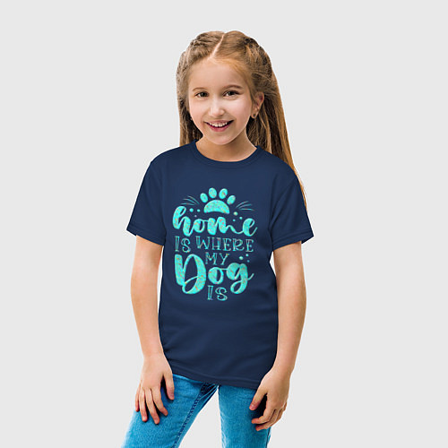 Детская футболка Дом любимая собака / Тёмно-синий – фото 4