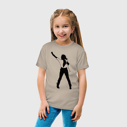 Детская футболка Черный силуэт кричащего Джексона / Миндальный – фото 4