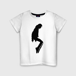 Футболка хлопковая детская Черный силуэт Майкла Джексона, цвет: белый