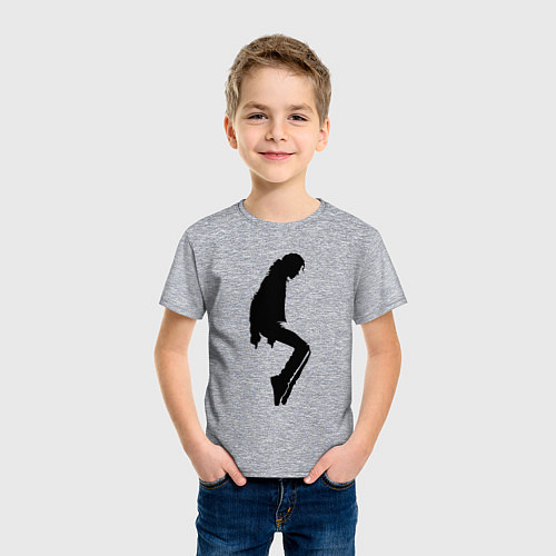 Детская футболка Черный силуэт Майкла Джексона / Меланж – фото 3