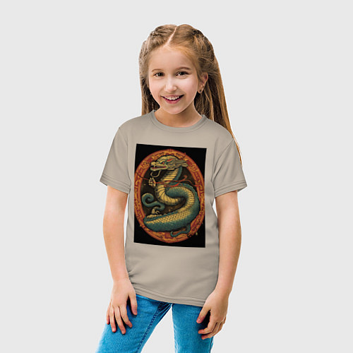 Детская футболка Дракон Муай Тай / Миндальный – фото 4