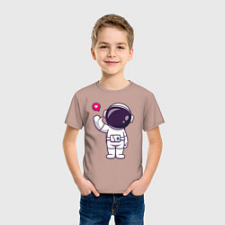 Футболка хлопковая детская Hello spaceman, цвет: пыльно-розовый — фото 2
