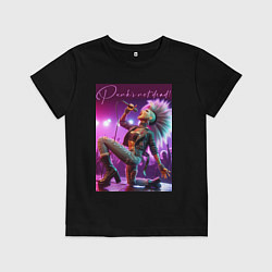 Футболка хлопковая детская Барби поёт панк-рок, цвет: черный