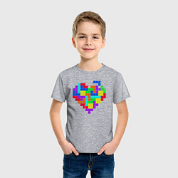 Футболка хлопковая детская Color tetris, цвет: меланж — фото 2