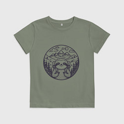 Детская футболка Ленивец турист с рюкзаком